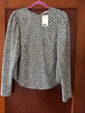 H&M Blue and Yellow Petite Floral Long-Sleeve Tee